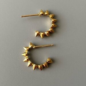 24k Gold Vermeil Huggy Half Hoop Spike Earrings